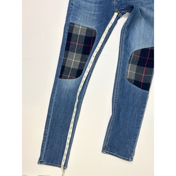 Rag & Bone the Dre Blue Denim & Plaid Flannel Patchwork Jeans Tapered Leg sz 26 - Picture 8 of 15